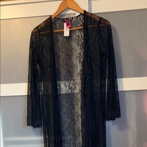 NWT La Senza S-M Black Lace Robe